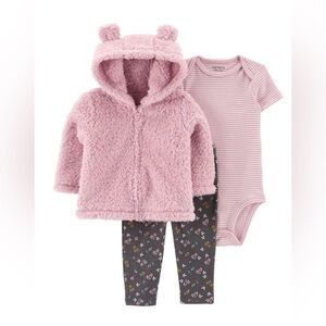 Carter's Child of Mine Newborn girls' 3-piece Set - Sherpa Stripe Floral